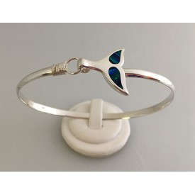RA30344MBSS Sterling Silver Whaletail with Opal Bangle 