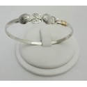RA10344MBS Sterling Silver Shell Combo Bangle with 14kt Wrap