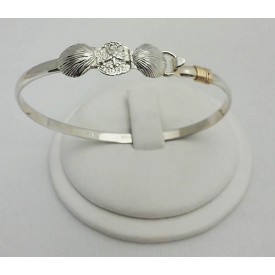 RA10344MBS Sterling Silver Shell Combo Bangle with 14kt Wrap