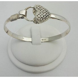 RA5166MBSS Sterling Silver Woven Heart Bangle 