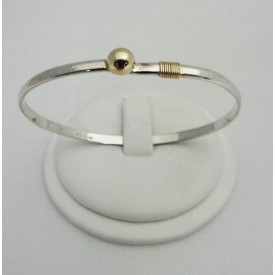 RA54054MBS Sterling Silver Bangle with 14kt ball and wrap
