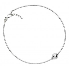 SA5462-O SS CC ANKLET-1 BEAD-OMEGA w\CZ's