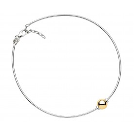 ZA5405-O SS/14K CC ANKLET-1 BEAD-OMEGA