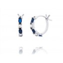 EDE7307 SS CZ AND BLUE SPINEL HOOP EARRINGS