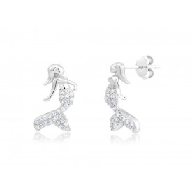 EDE9109 S/S CZ BABY MERMAID POST EARRINGS