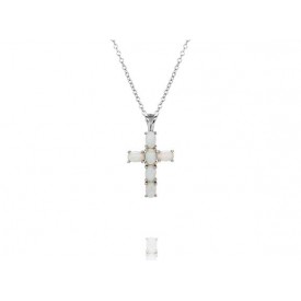 EDP7711 SS WHITE OPAL CROSS PENDANT