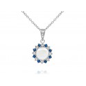 EDP8965 S/S PEARL BLUE SPINEL FLOWER PENDANT