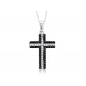 EDP9874 S/S BK & CLR CROSS PENDANT