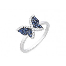 EDR7439BU SS NANO BLUE BABY CZ BUTTERFLY RING