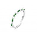 EDR7536GN S/S CREATED GREEN BAGUETTE RING