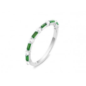 EDR7536GN S/S CREATED GREEN BAGUETTE RING