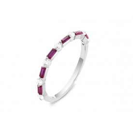 EDR7536RD S/S CREATED RUBY BAGUETTE RING