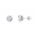 EDE0007 SS RD BEZEL SET MILGRAIN EARRINGS