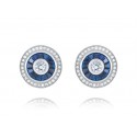 EDE8386 S/S ROUND BLUE SPINEL POST EARRINGS