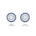 EDE8576 S/S OVAL W/CZ & BLUE SPINEL POST EARRING