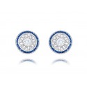 EDE8576 S/S OVAL W/CZ & BLUE SPINEL POST EARRING