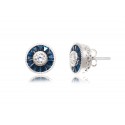 EDE8661 S/S ROUND BLUE SPINEL BAGETTE POST EARRINGS