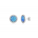 EDE9016 S/S ROUND OPAL POST EARRINGS