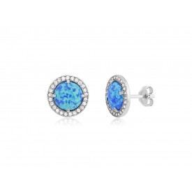 EDE9016 S/S ROUND OPAL POST EARRINGS