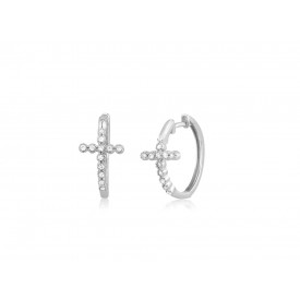 EDE9054 S/S CROSS HOOP EARRINGS