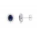 EDE9172 S/S ROUND POST EAR/ BLUE SPINEL & CZ