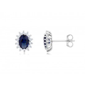 EDE9172 S/S ROUND POST EAR/ BLUE SPINEL & CZ