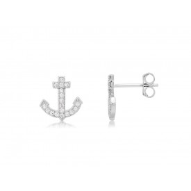 EDE9596 S/S SM ANCHOR W/ CZ POST EARRINGS