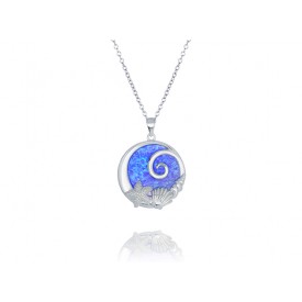 EDP7858 SS SEALIFE MOTIFS W/OPAL BACKGROUND PENDANT