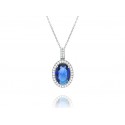 EDP7938 CZ AND BLUE GLASS OVAL PENDANT