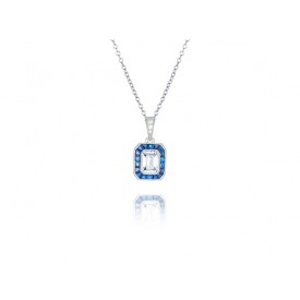 EDP8945 BLUE SPINEL AND RECT CZ PENDANT