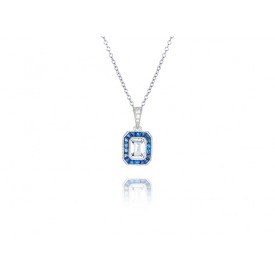 EDP8945 BLUE SPINEL AND RECT CZ PENDANT