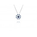 EDP8970BU S/S FLORAL MOTIF W/ CZ & BLUE SPINEL PENDANT