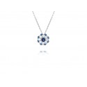 EDP8970BU S/S FLORAL MOTIF W/ CZ & BLUE SPINEL PENDANT