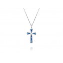 EDP8974 BLUE SPINEL AND BAGUETTE CROSS