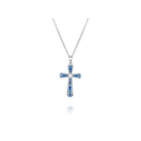 EDP8974 BLUE SPINEL AND BAGUETTE CROSS