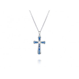 EDP8974 BLUE SPINEL AND BAGUETTE CROSS