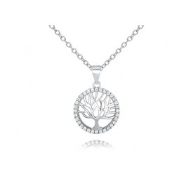 EDP9024 S/S CZ ROUND TREE OF LIFE PENDANT