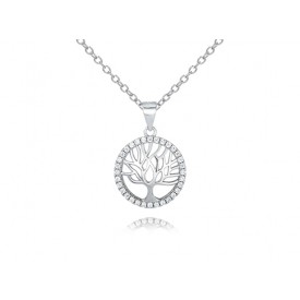 EDP9024 S/S CZ ROUND TREE OF LIFE PENDANT