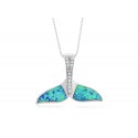 EDP9533 SS CZ WITH CREATED OPAL WHALE TAIL PENDANT