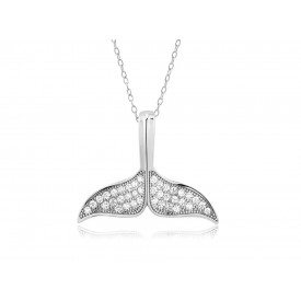 EDP9603 SS CZ MICRO PAVE WHALE TAIL PENDANT