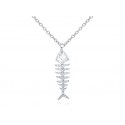 EDP9947 S/S LG FISHBONE W/ CZ PENDANT