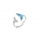 EDR9266 S/S WHALETAIL RING W/ OPAL & CZ