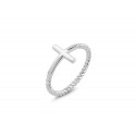 EDR9529 S/S PLAIN SIDEWAYS CROSS WITH TWISTED BAND RING