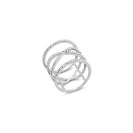 GIR5056 S/S SPIRAL RING W/ CZ