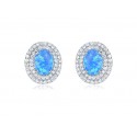 SSE9995 S/S OVAL OPAL & CZ POST EARRING