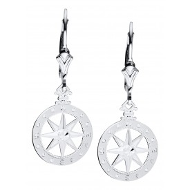 ENE3031 S/S Compass Rose Leverback earrings