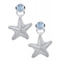 ENE316GN Sterling Silver Starfish Earrings w/Blue Topaz