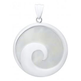 ENP3015 S/S Round Disc Wave Pendant / 18" ROLO CHAIN