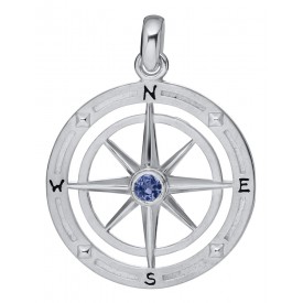 ENP328S SS COMPASS ROSE PENDT.W/SAPHRE