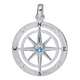 ENP35963SBT Sterling Silver Compass Rose w/Blue Topaz